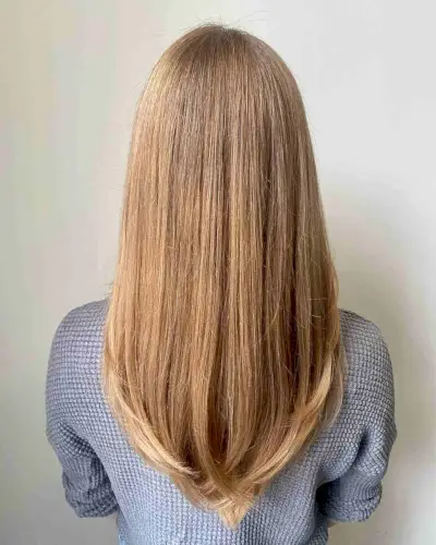 V-Cut Layers for Straight Hair