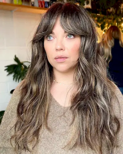 Long Sun-Kissed Hair with Bardot Bangs