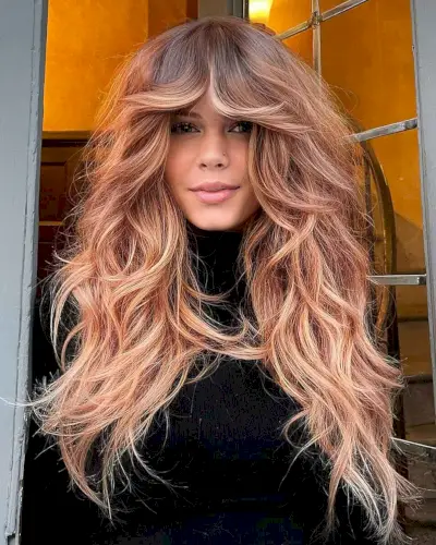 Thick Curtain Bangs for Long Textured Hair