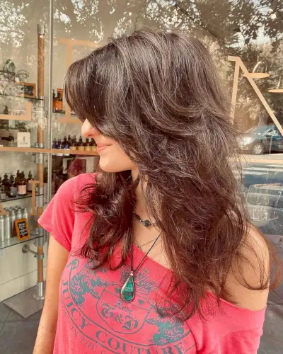 long layered straight hair front view