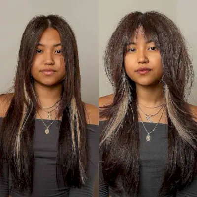 Long Voluminous Shag with Peekaboo Highlights for Thick Hair