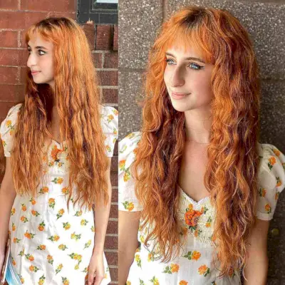 Long Shagged Cut with Loose Curls for Frizzy Thick Hair