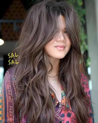 Long Shag with Dark Tones for Thick Hair