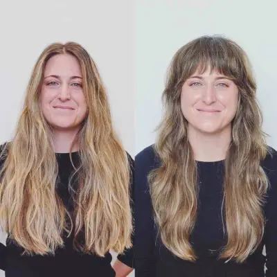 Long Shaggy Hair with Wispy Bangs for Thicker Hair