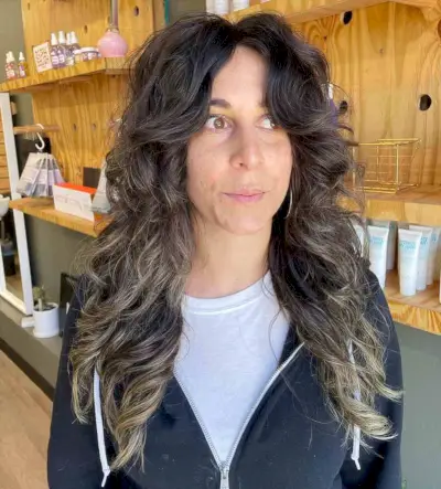 Razored Shag for Long Wavy Hair on Women Over 40 with Thick Hair