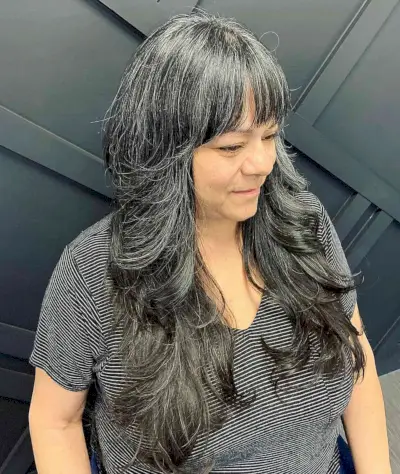 Long Layers on a Shag Cut for Women Over 60 with Thick Hair
