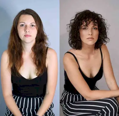 Beautiful Curly Lob with Curly Bangs