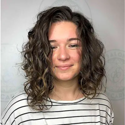 curly asymmetrical long bob