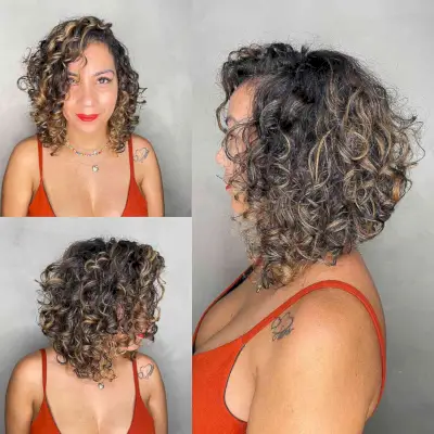 Long curly inverted bob haircut