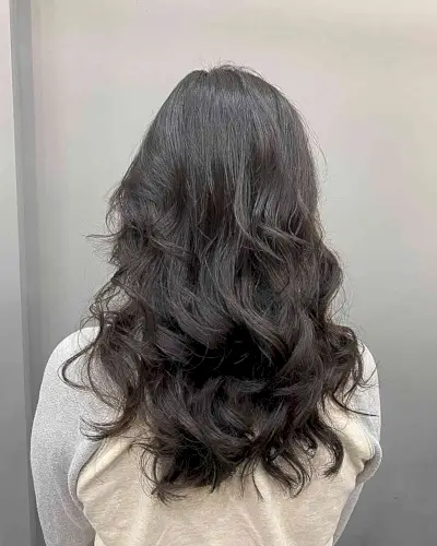 Wavy perm for long straight hair