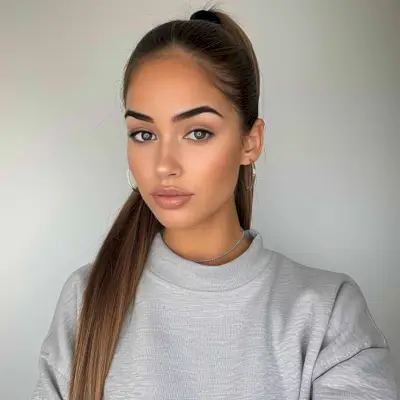 Sleek Ponytail for Women with Long Hair and Oval Faces