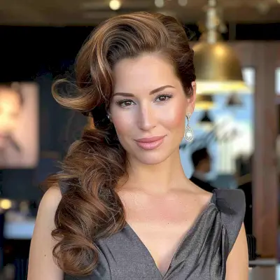 Ashley Tisdale with long side ponytail