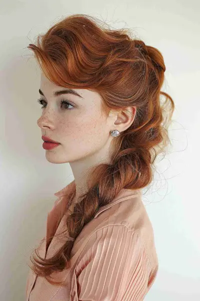 Pin up girl style side ponytail for long hair