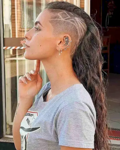 long hair on top shaved sides