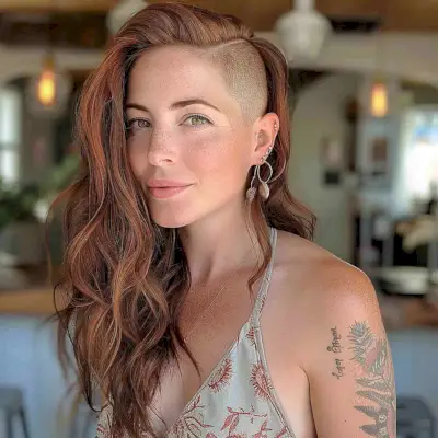 Long Beachy Waves with Shaved Sides