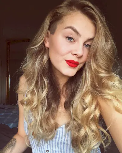 half shaved long blonde hair