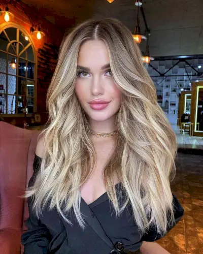 Blonde Face-Framing Layered Long Thick Hair