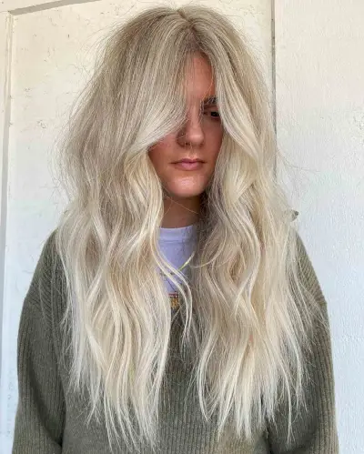 Thick Middle Part Long Hair with Choppy Ends and Layers