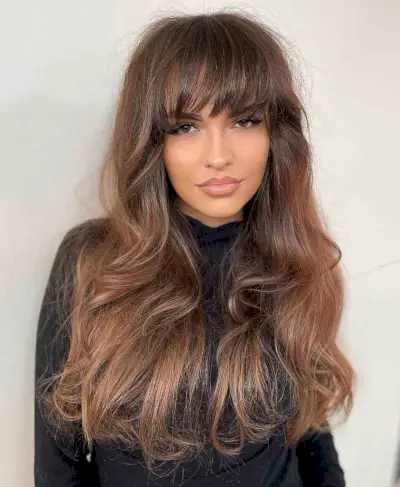 Soft Layers and a Fringe on Long Frizzy Hair
