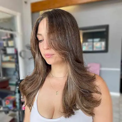 Long Flicked-Out Feathered Layers and Face Frame