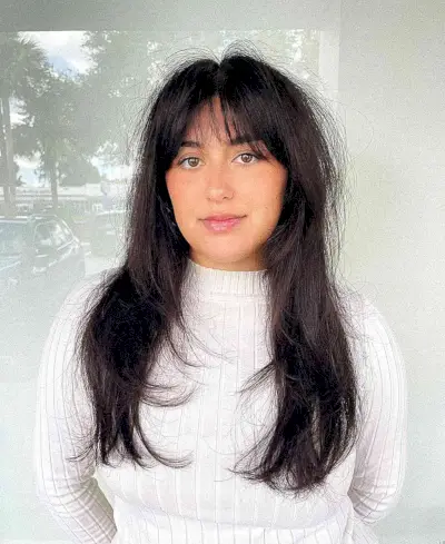 Long Textured Hairstyle with a Light Fringe