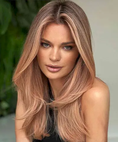 Long Middle Part Hairstyle with Long Layers