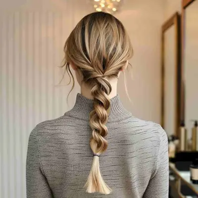 Easy rope braid ponytail for long straight hair