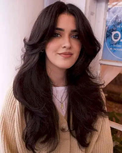 Healthy long wavy brown hair with volume