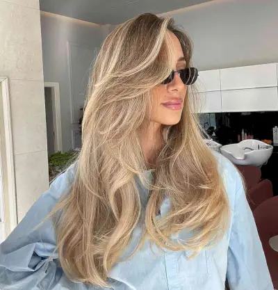 Long Flowing Blonde Layers for Straight Hair