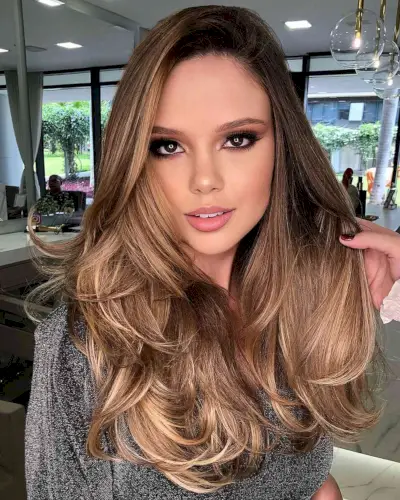 Stunning Balayage on Long Layered Straight Hair