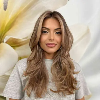 Long Light Brown Straight Hair with Layers for women with a chic style