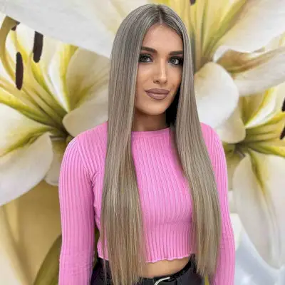 Long Ash Blonde Blunt Straight Cut