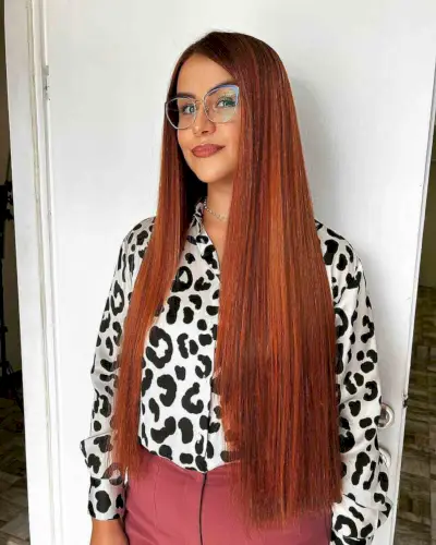 Waste-Length Sexy Dark Auburn Straight Hair