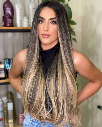 Very Long Straight Hair with Balayage