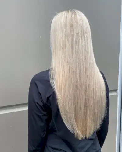 Soft Creamy Blonde on Long Straight Hair