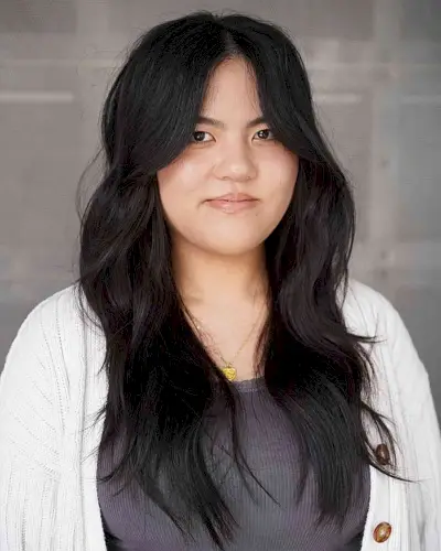 Long Fine Hair with a Middle Part for Women with Round Faces