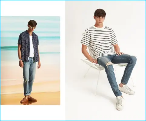 משמאל לימין: חולצה בהדפס נוער ילידים, טנק סטוסי, לוי