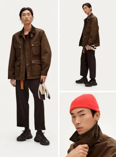 El modelo japonés Hidetatsu Takeuchi inspira sus proporciones modernas para un look informal de invierno.