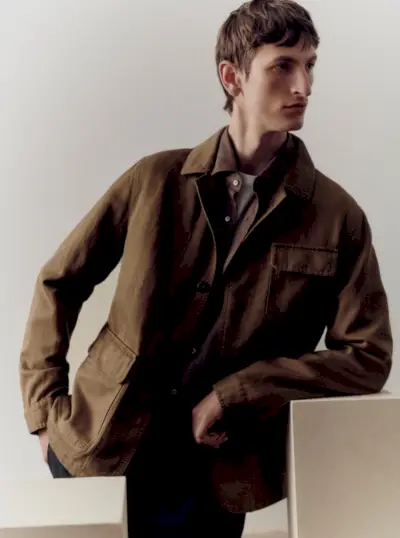 Massimo Dutti 2023 m. pavasario vyriška ruda lininė striukė Theodor Pal