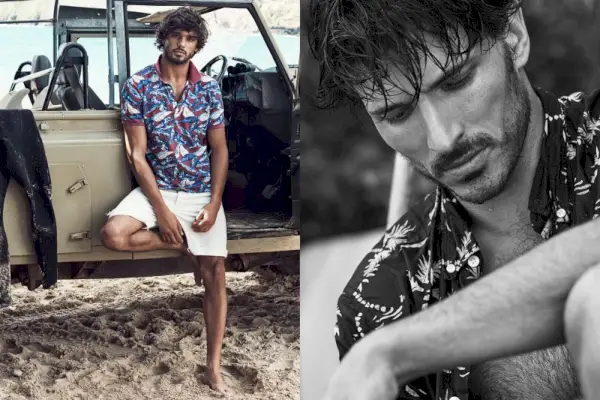 Marlon Teixeira e Andres Velencoso Segura abraçam o estilo tropical com estampas vivas.
