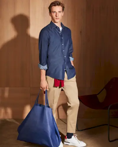 Carolina Herrera zila ādas soma, liela izmēra Quentin Demeester 2022. gada modelis