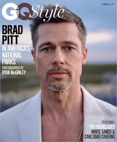 Skuespiller Brad Pitt dekker GQ Style i en Ermenegildo Zegna-blazer.