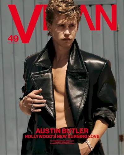 Kožený trenčkot Austin Butler Cover 2022 VMAN Prada