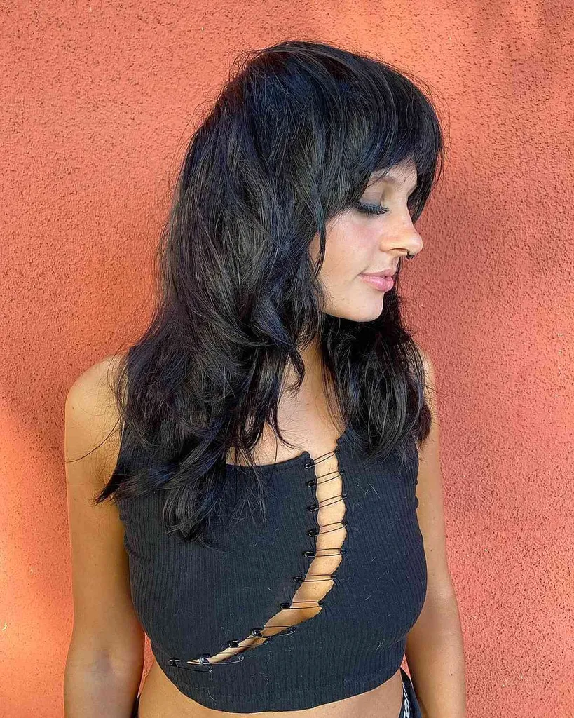 Middellange gitzwarte dikke shag' title=