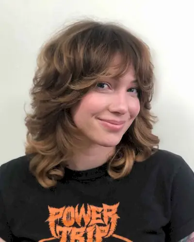 Shag with Shorter Layers and Curtain Bangs