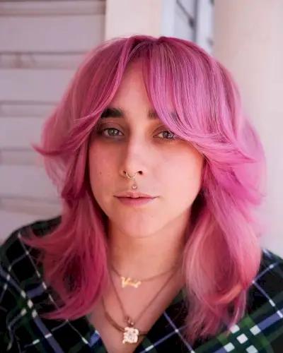 Medium Soft Shag with Bardot Bangs