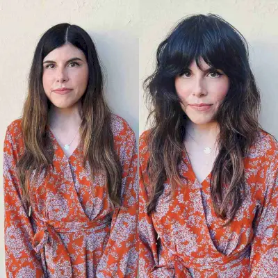 Full Choppy Bangs on a Medium Shag Cut