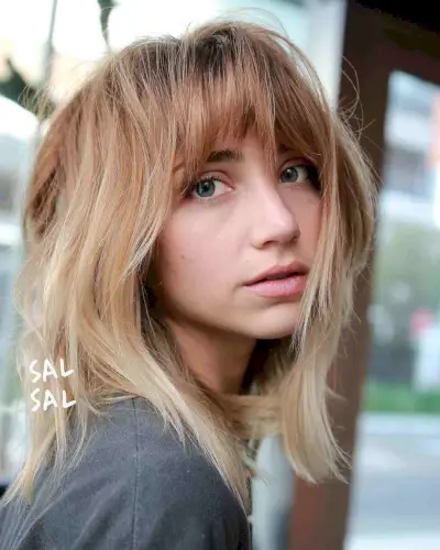 Cute Shaggy Long Bob with Fringe