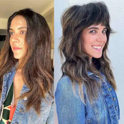 Textured Medium-Length Shaggy Cut with Heavy Bangs