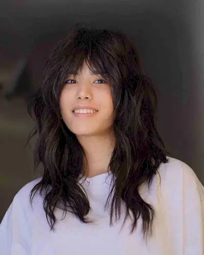 Mid-Length Tousled Shag with Face-Framing Bangs